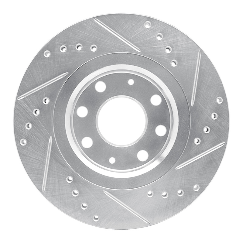 Chevrolet AVEO Brake Rotor (1) - Front Left - R1 Concepts - Drilled & Slotted - Silver - `04-`17